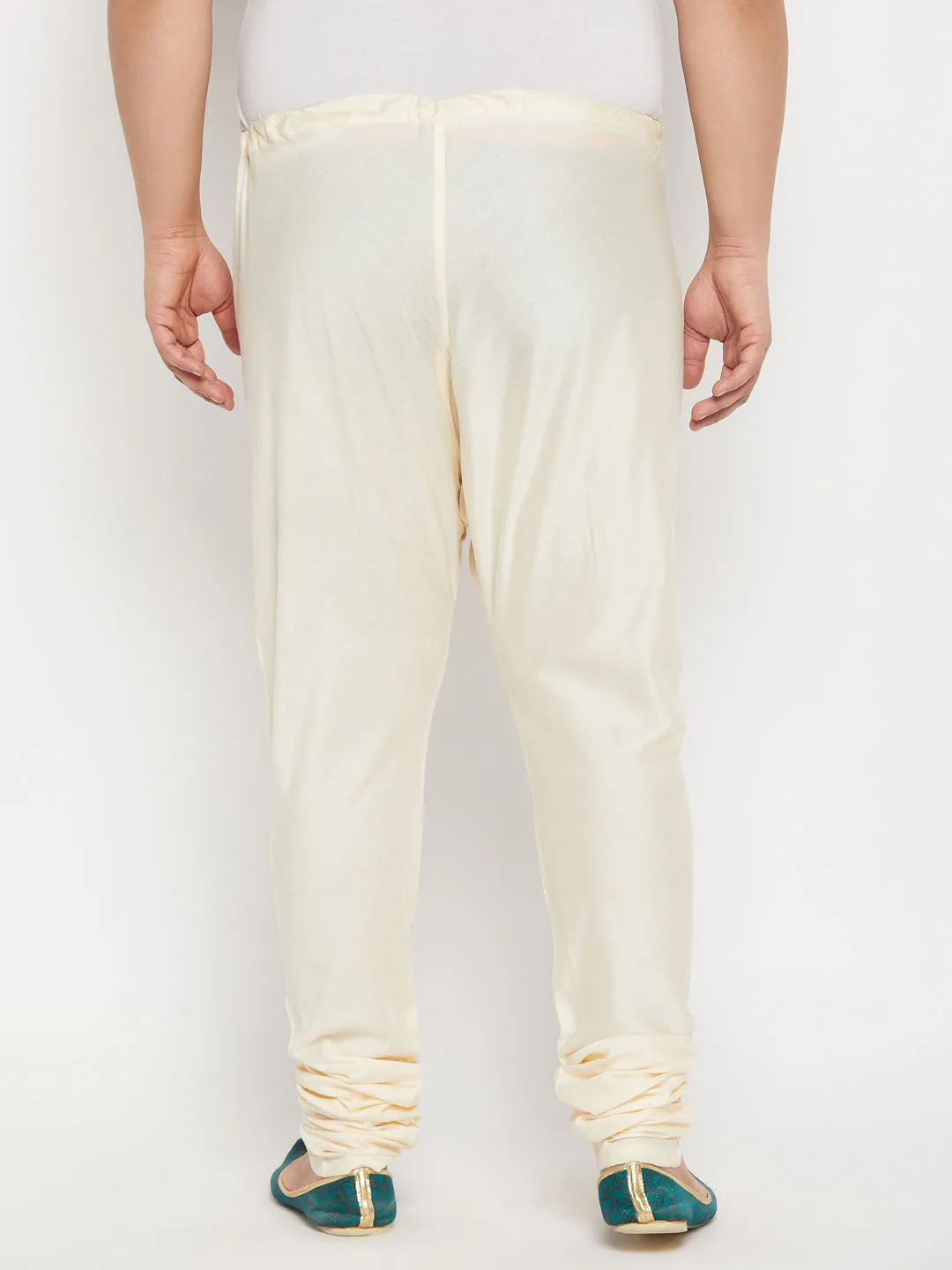 VASTRAMAY Men's Cream Viscose Churidar