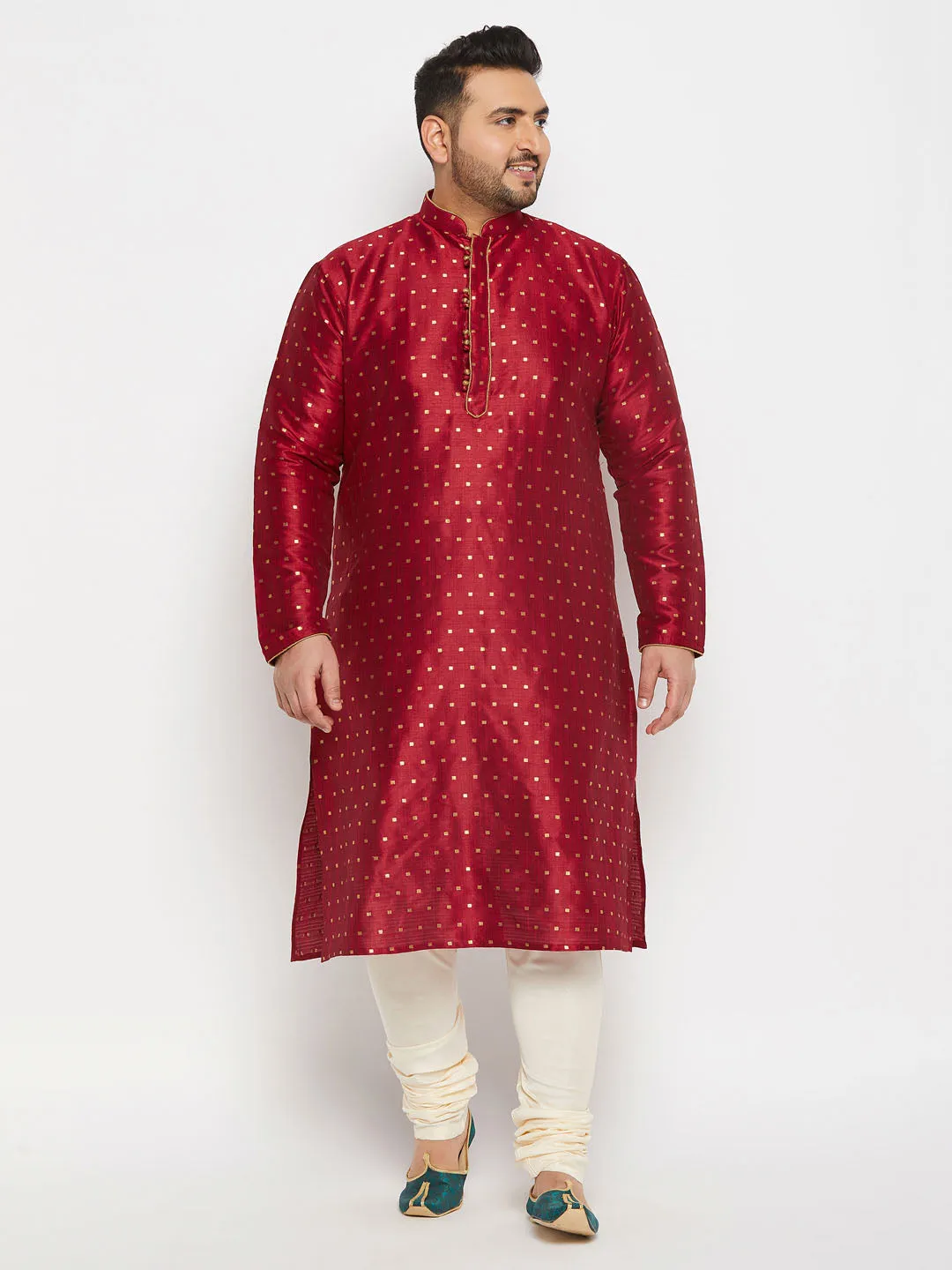 VASTRAMAY Men's Cream Viscose Churidar