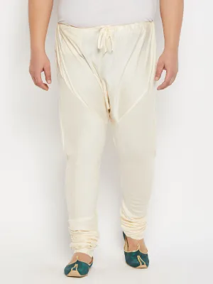 VASTRAMAY Men's Cream Viscose Churidar
