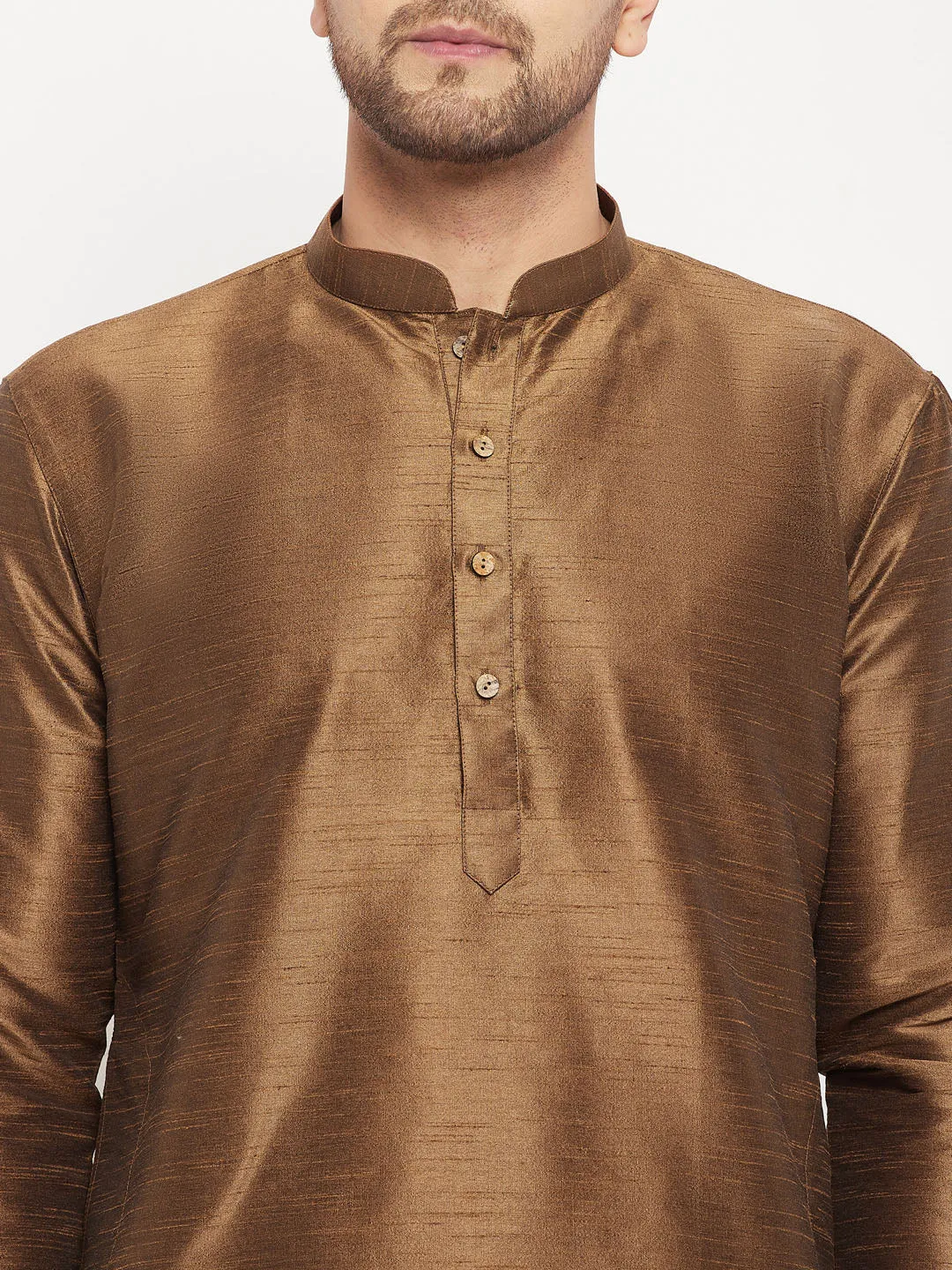 VASTRAMAY Men's Green Silk Blend Kurta