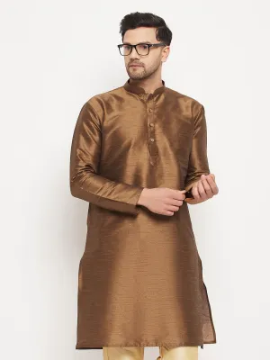 VASTRAMAY Men's Green Silk Blend Kurta