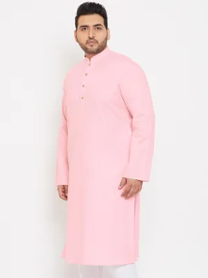 VASTRAMAY Men's Plus Size Pink Cotton Kurta
