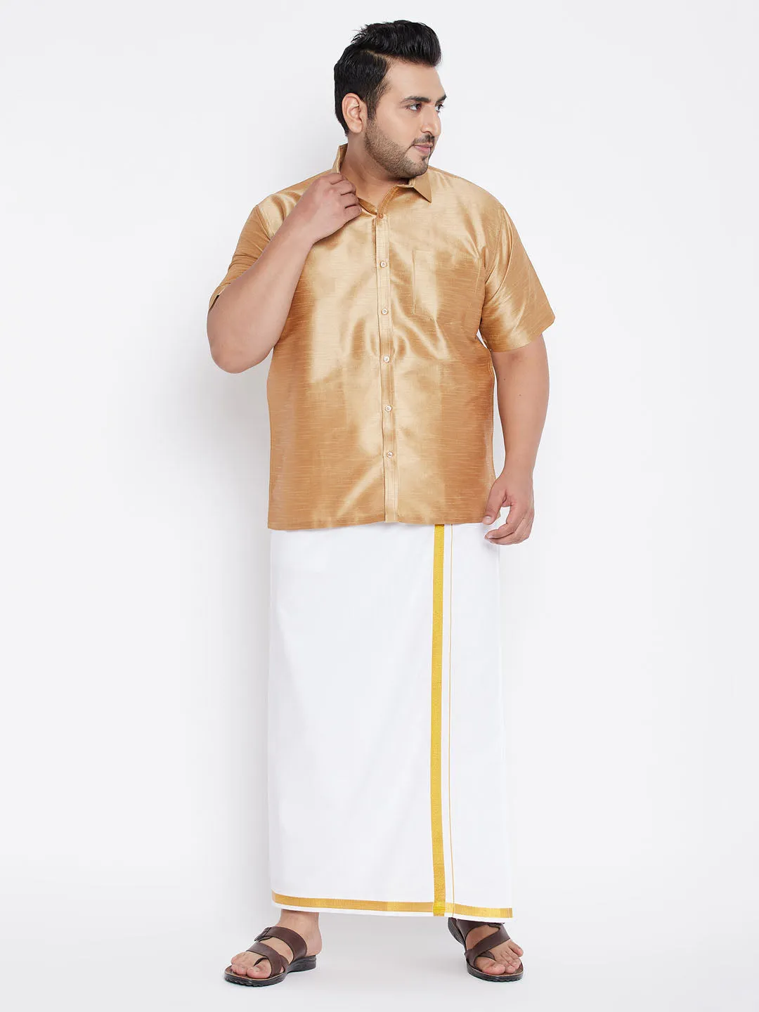 VASTRAMAY Men's Silk Blend Ethnic Shirt