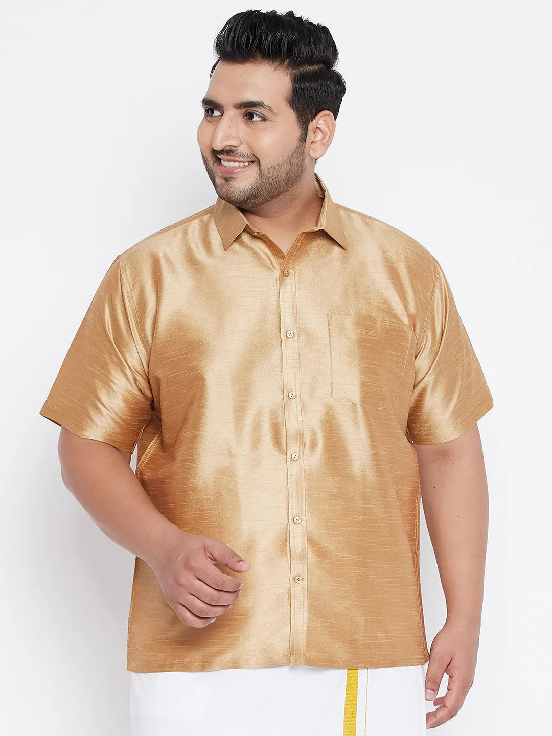 VASTRAMAY Men's Silk Blend Ethnic Shirt