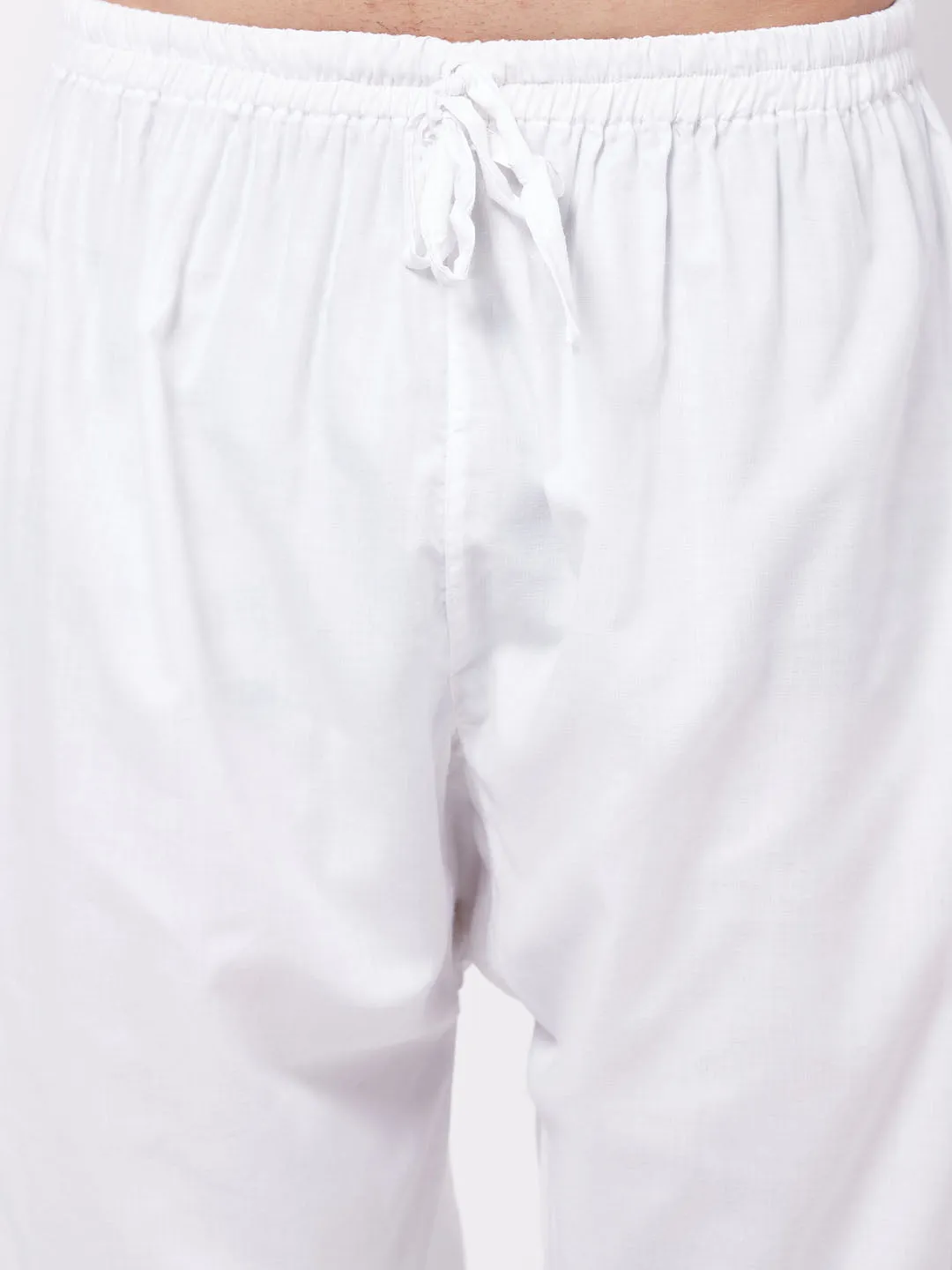 VASTRAMAY Men's White Cotton Blend Salwar