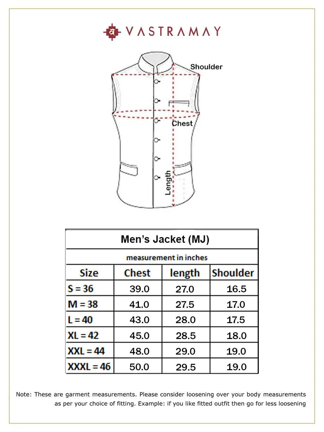 VASTRAMAY Peach & Blue Printed Nehru Jacket