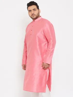 VASTRAMAY Pink Silk Blend Men's Kurta