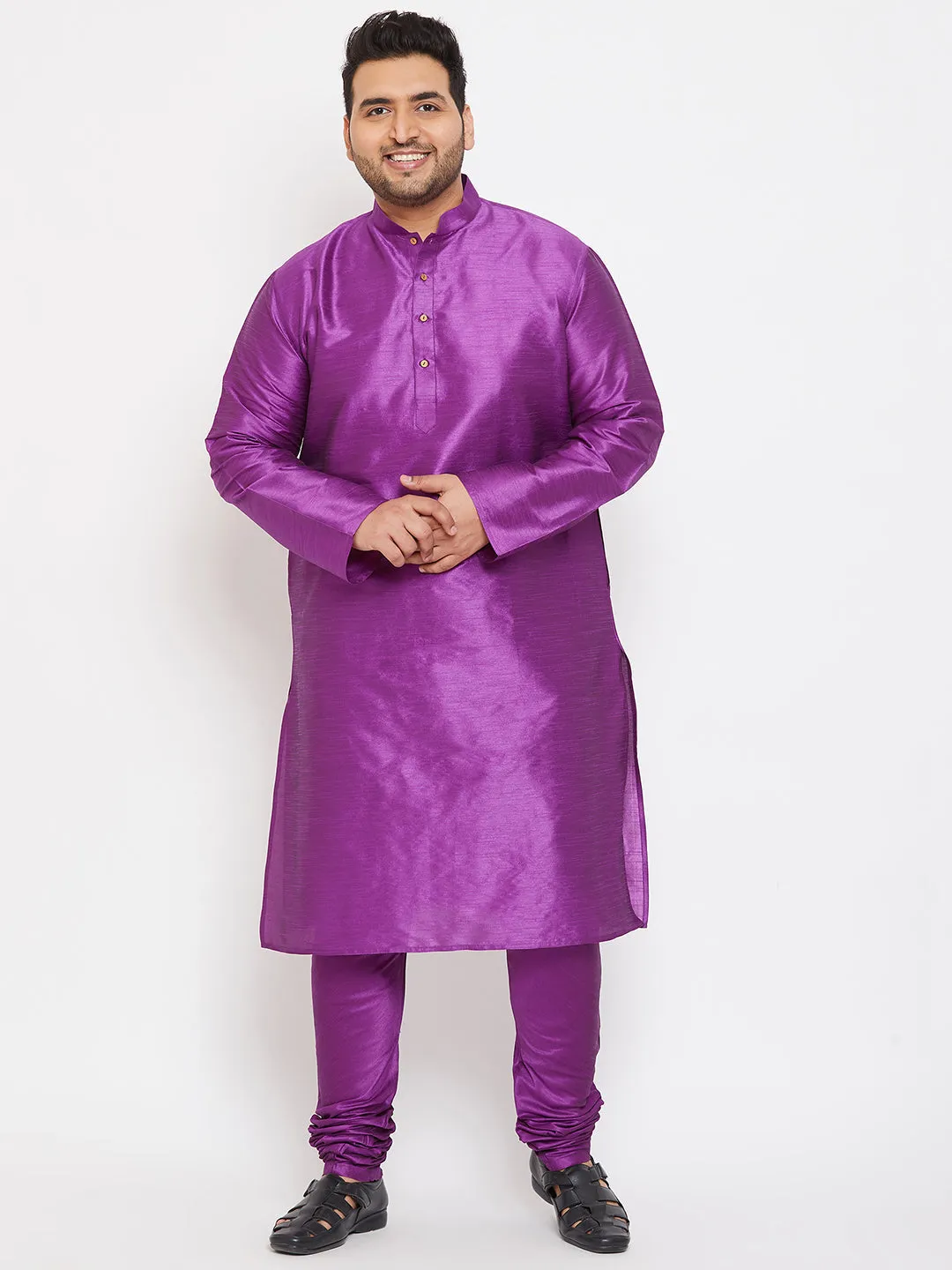 VASTRAMAY Purple Silk Blend Kurta