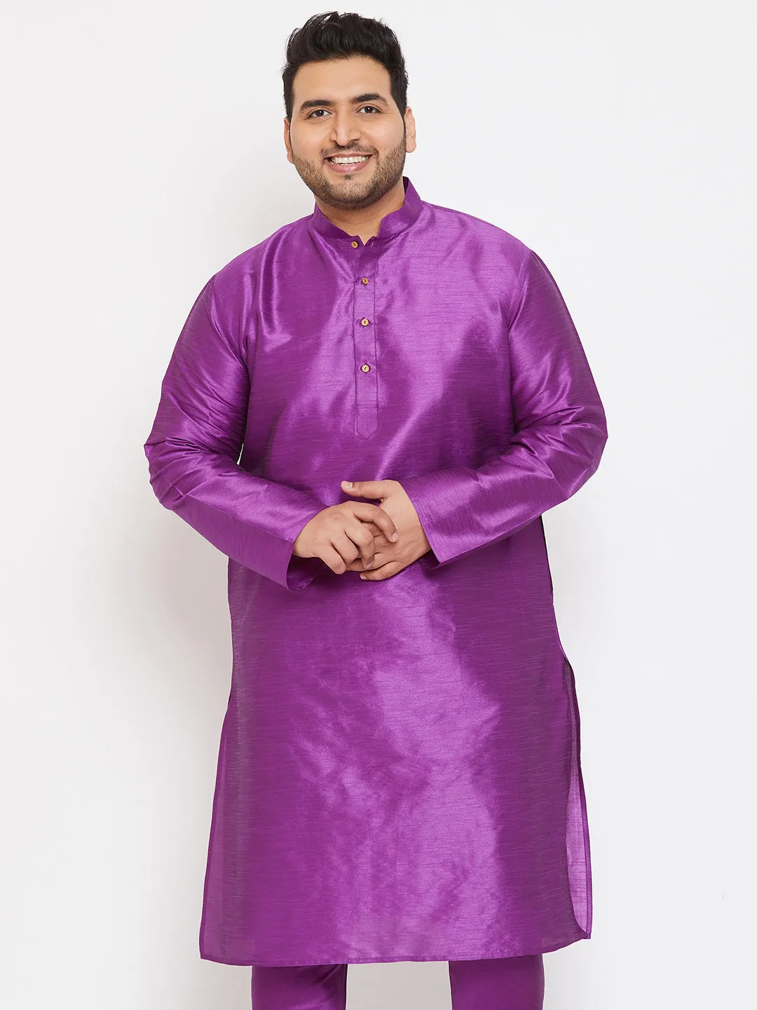 VASTRAMAY Purple Silk Blend Kurta