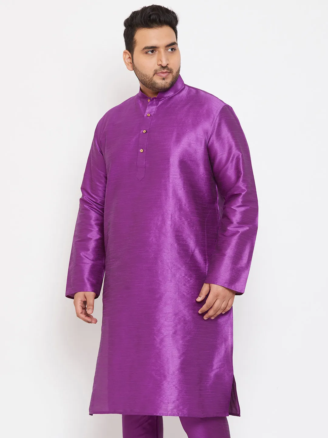 VASTRAMAY Purple Silk Blend Kurta