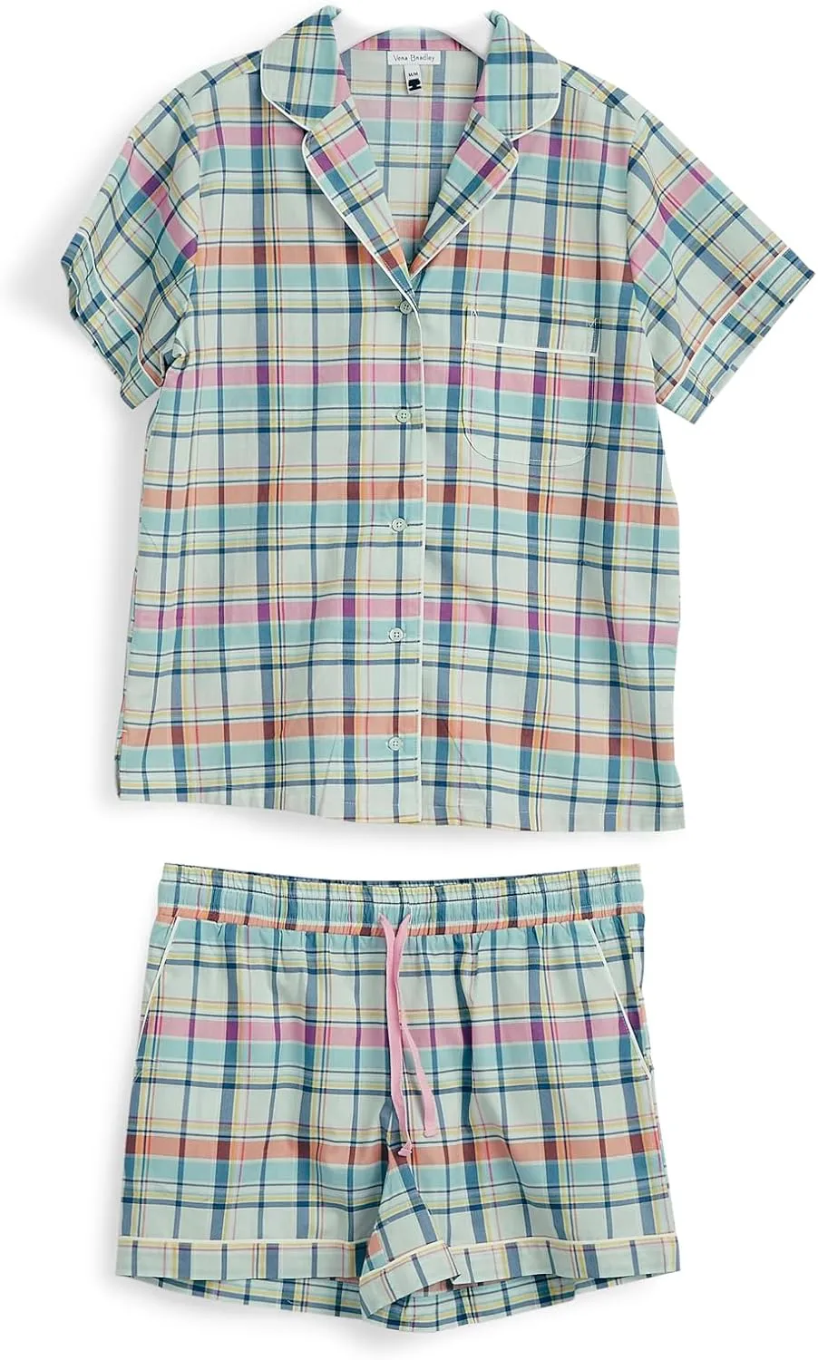 Vera Bradley Women's Cotton Pajama Set Sleeve Button-up Shirt and Shorts (Extended Size Range)