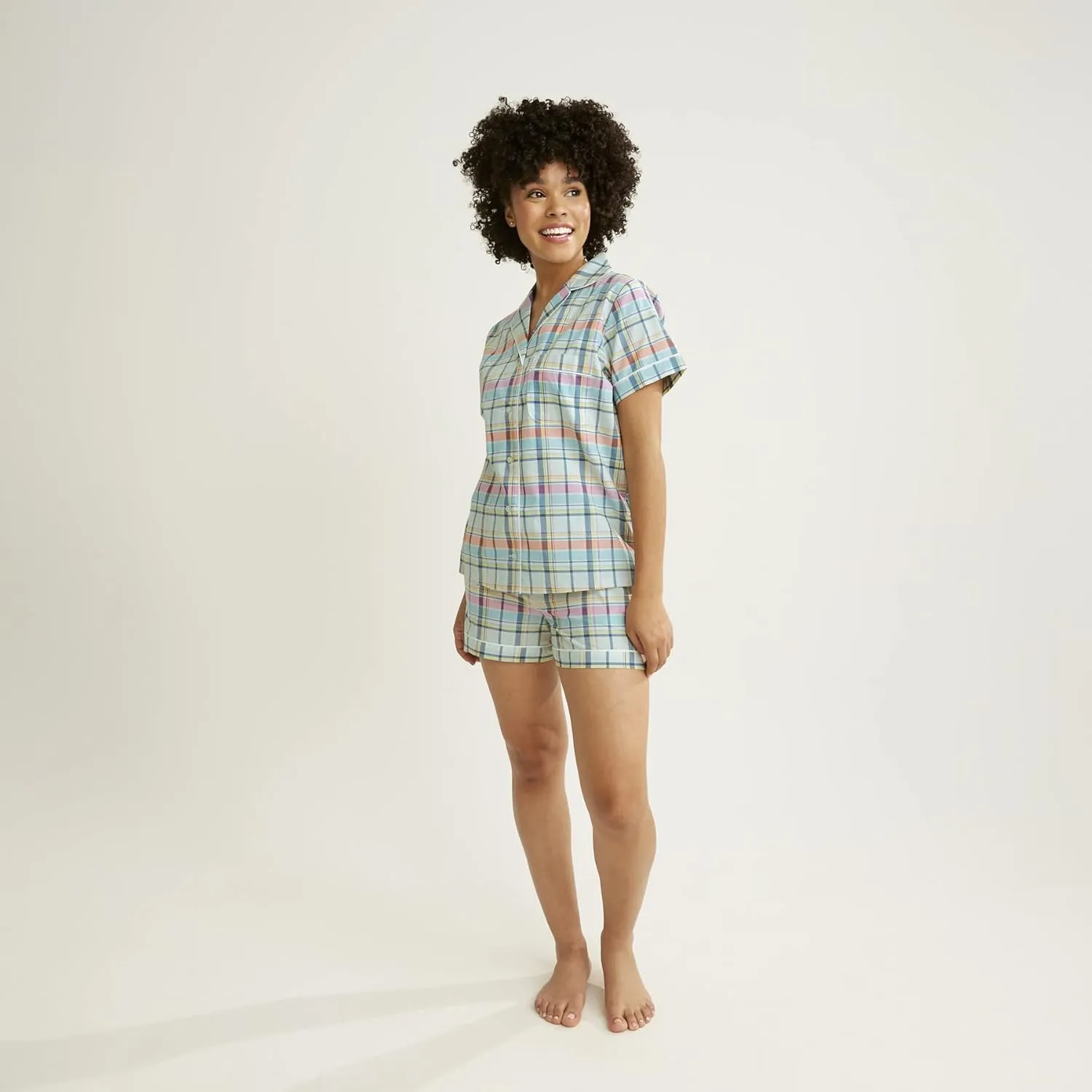 Vera Bradley Women's Cotton Pajama Set Sleeve Button-up Shirt and Shorts (Extended Size Range)