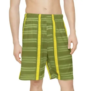 Vibrant Yellow Stripes Men's Sports Shorts
