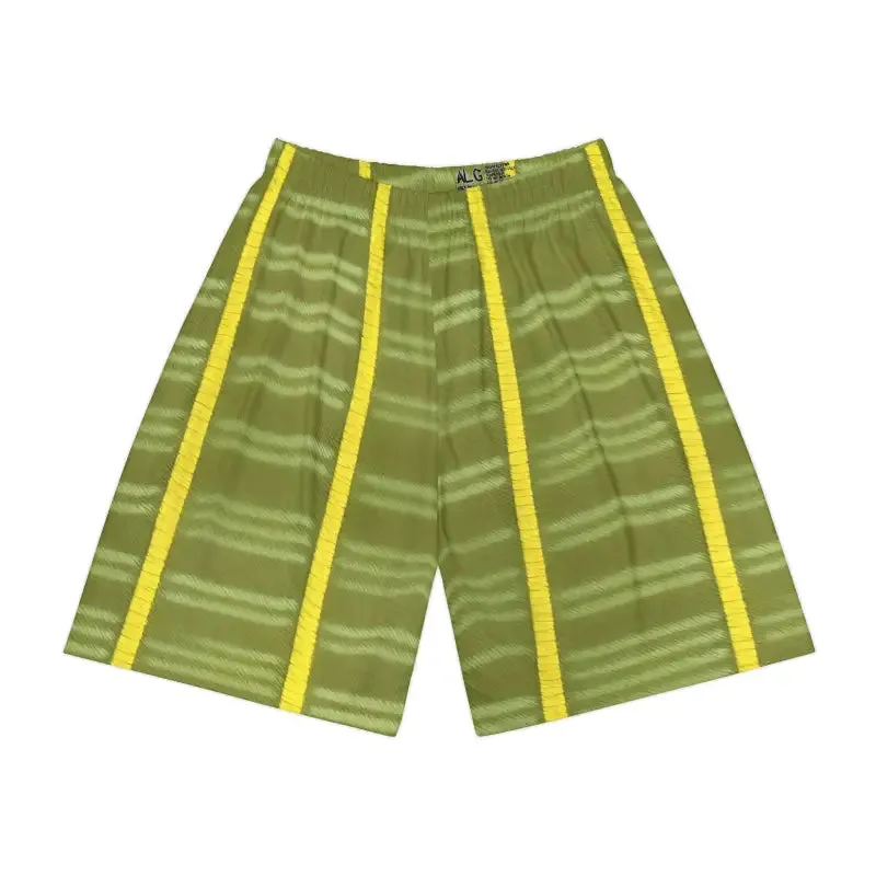 Vibrant Yellow Stripes Men's Sports Shorts