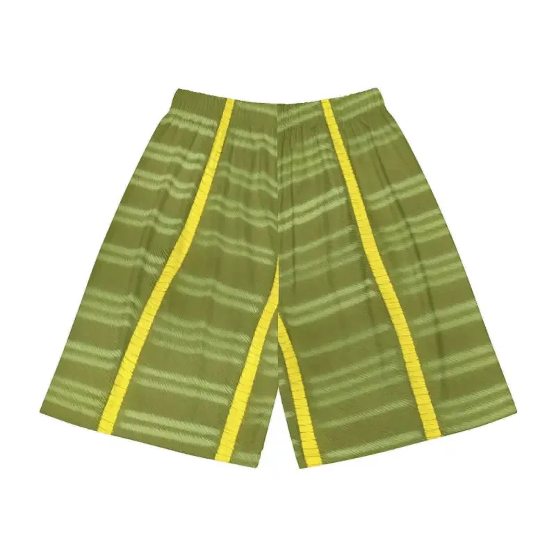 Vibrant Yellow Stripes Men's Sports Shorts