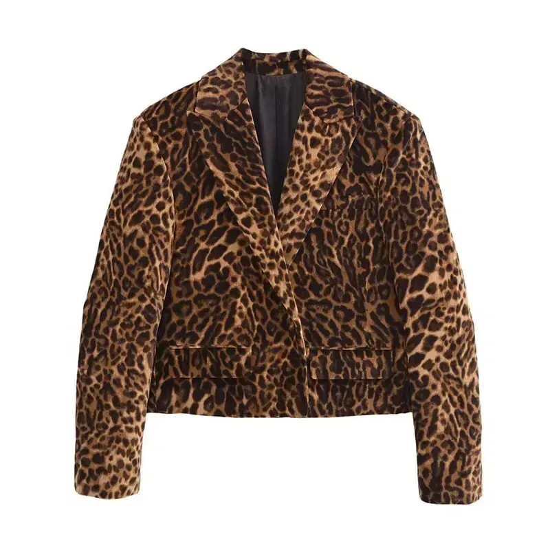 Vintage  Leopard Print Jacket And Skirt Outfit