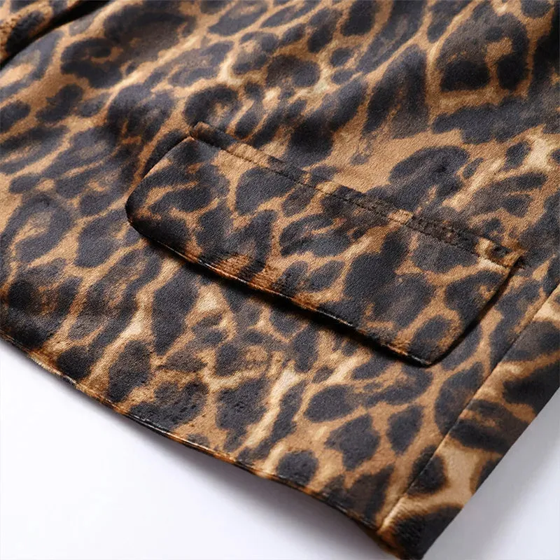 Vintage  Leopard Print Jacket And Skirt Outfit