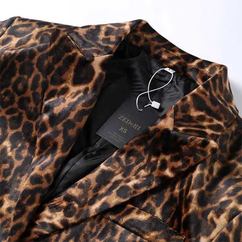 Vintage  Leopard Print Jacket And Skirt Outfit