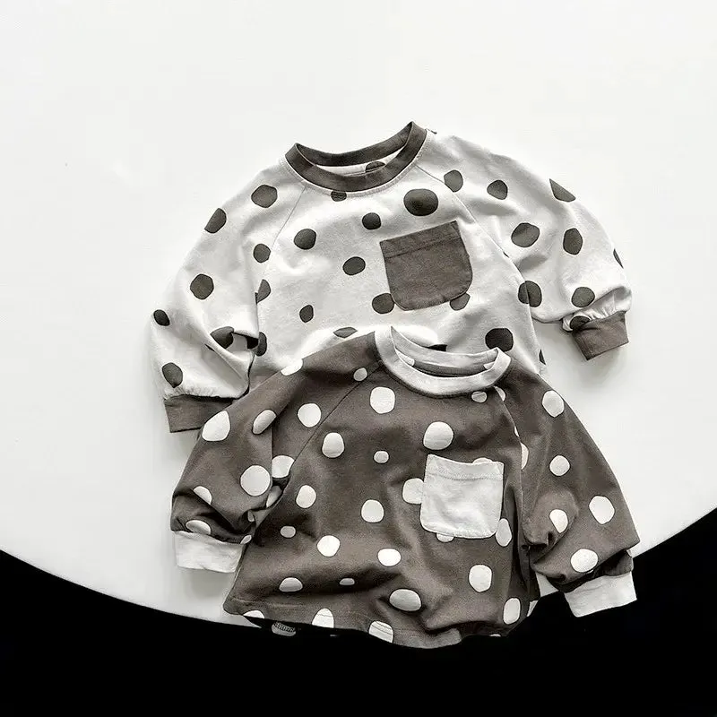 Vintage Long-Sleeved Polka Dot Tee