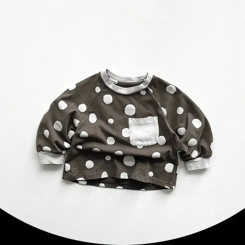 Vintage Long-Sleeved Polka Dot Tee