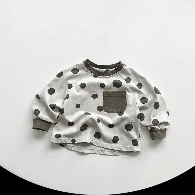 Vintage Long-Sleeved Polka Dot Tee