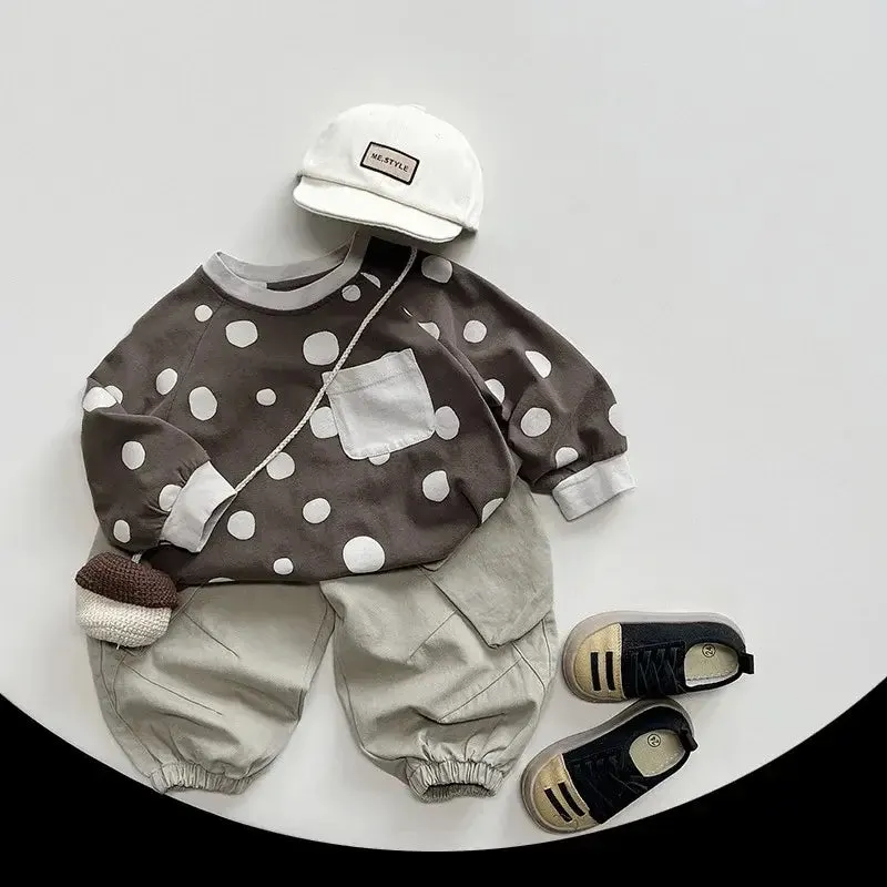 Vintage Long-Sleeved Polka Dot Tee