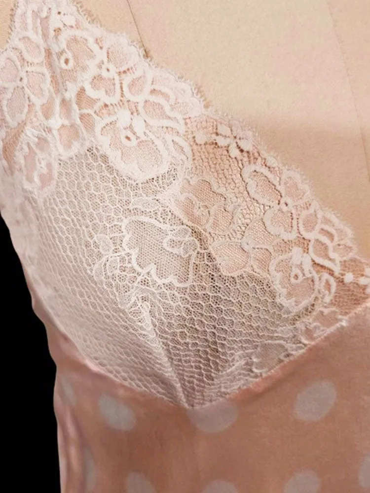 VINTAGE MADE IN ITALY LA PERLA SLIPPY SMOOTH SATIN AND LACE NIGHTGOWN IN POWDER PINK