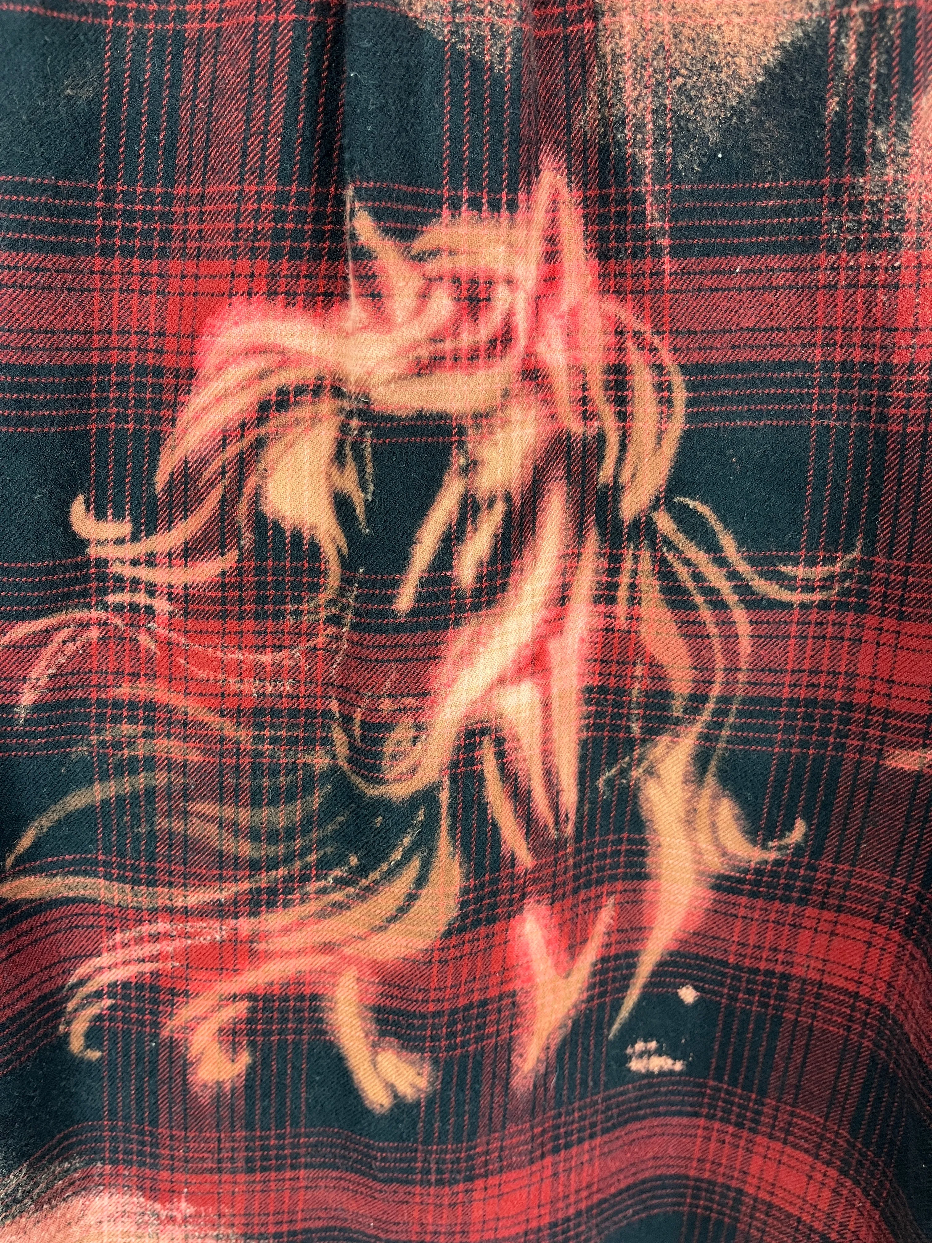 Vintage Red, Black and Dusty Rose Flannel Size Medium