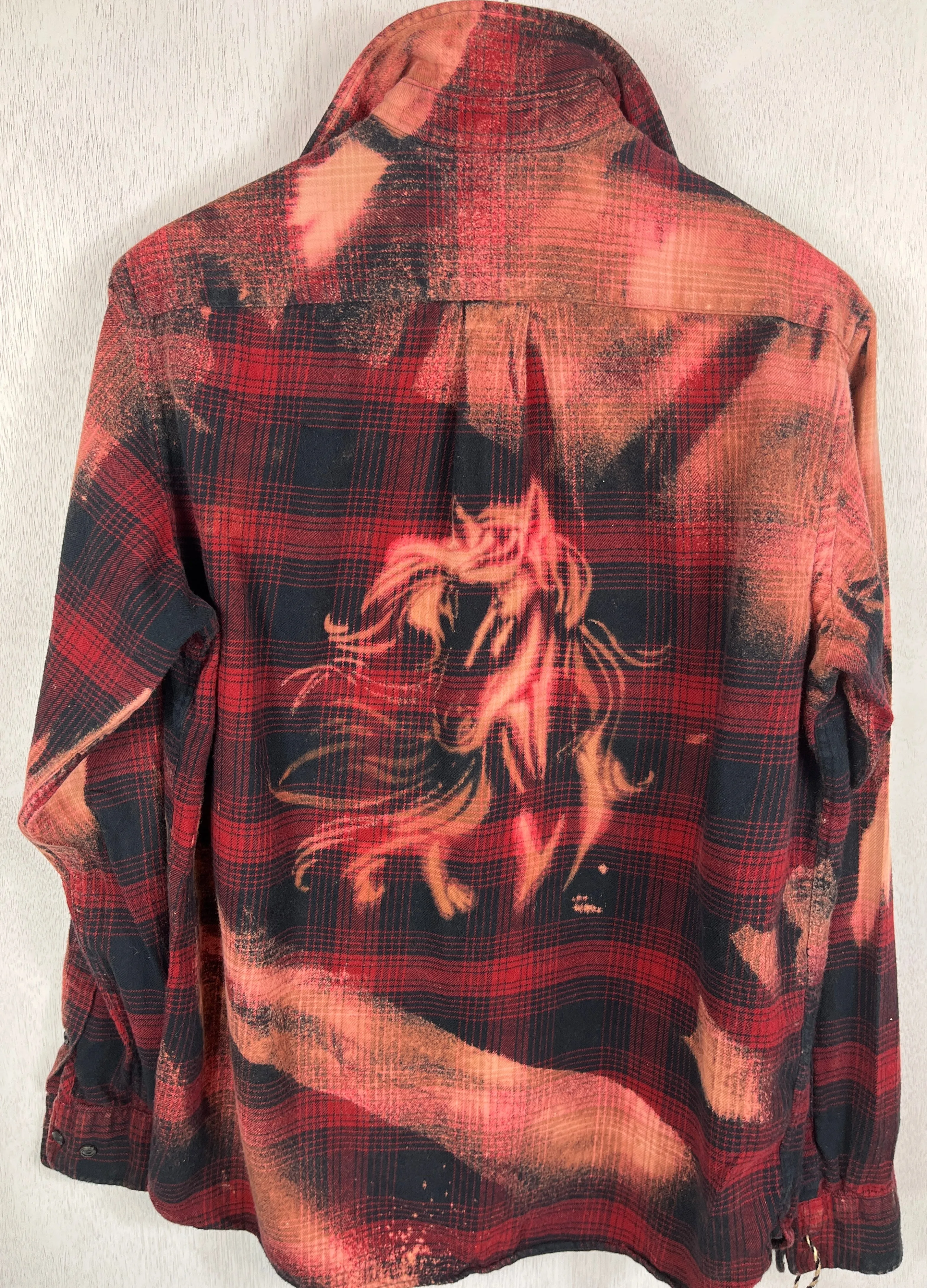 Vintage Red, Black and Dusty Rose Flannel Size Medium