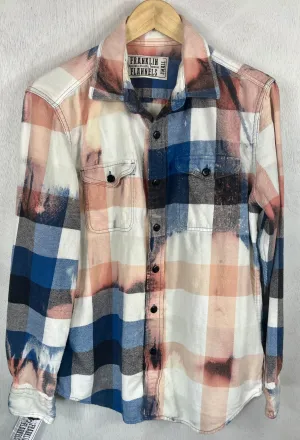 Vintage Royal Blue, Navy, Pink and White Flannel Size Small