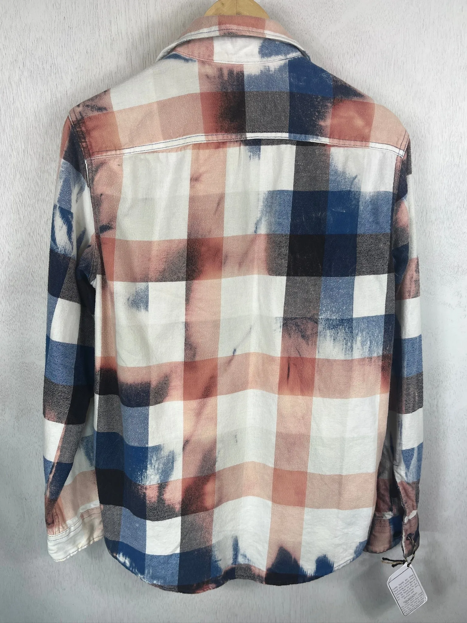 Vintage Royal Blue, Navy, Pink and White Flannel Size Small