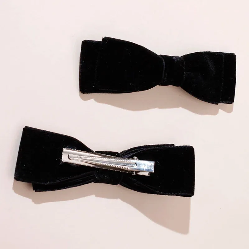 Vintage Velvet Black Head Bow Headdress Christmas Hair Accessory