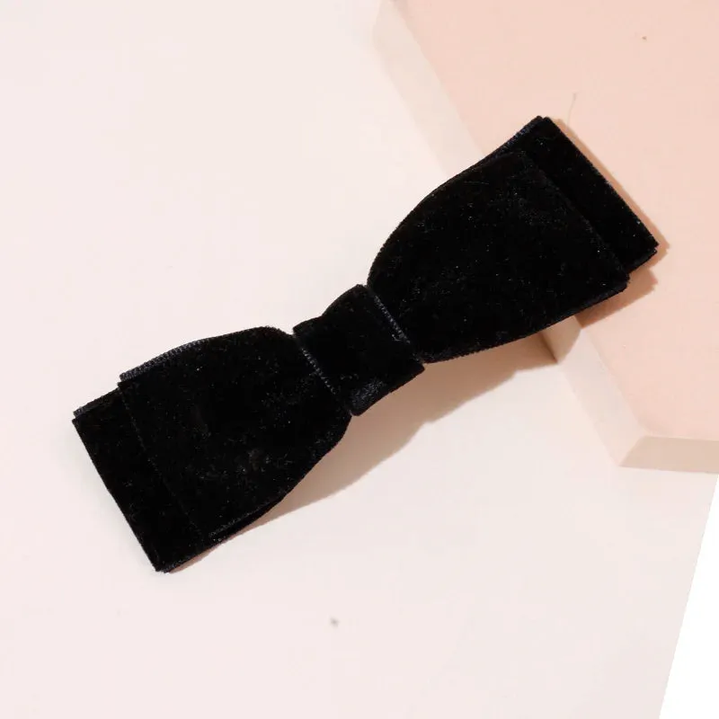 Vintage Velvet Black Head Bow Headdress Christmas Hair Accessory