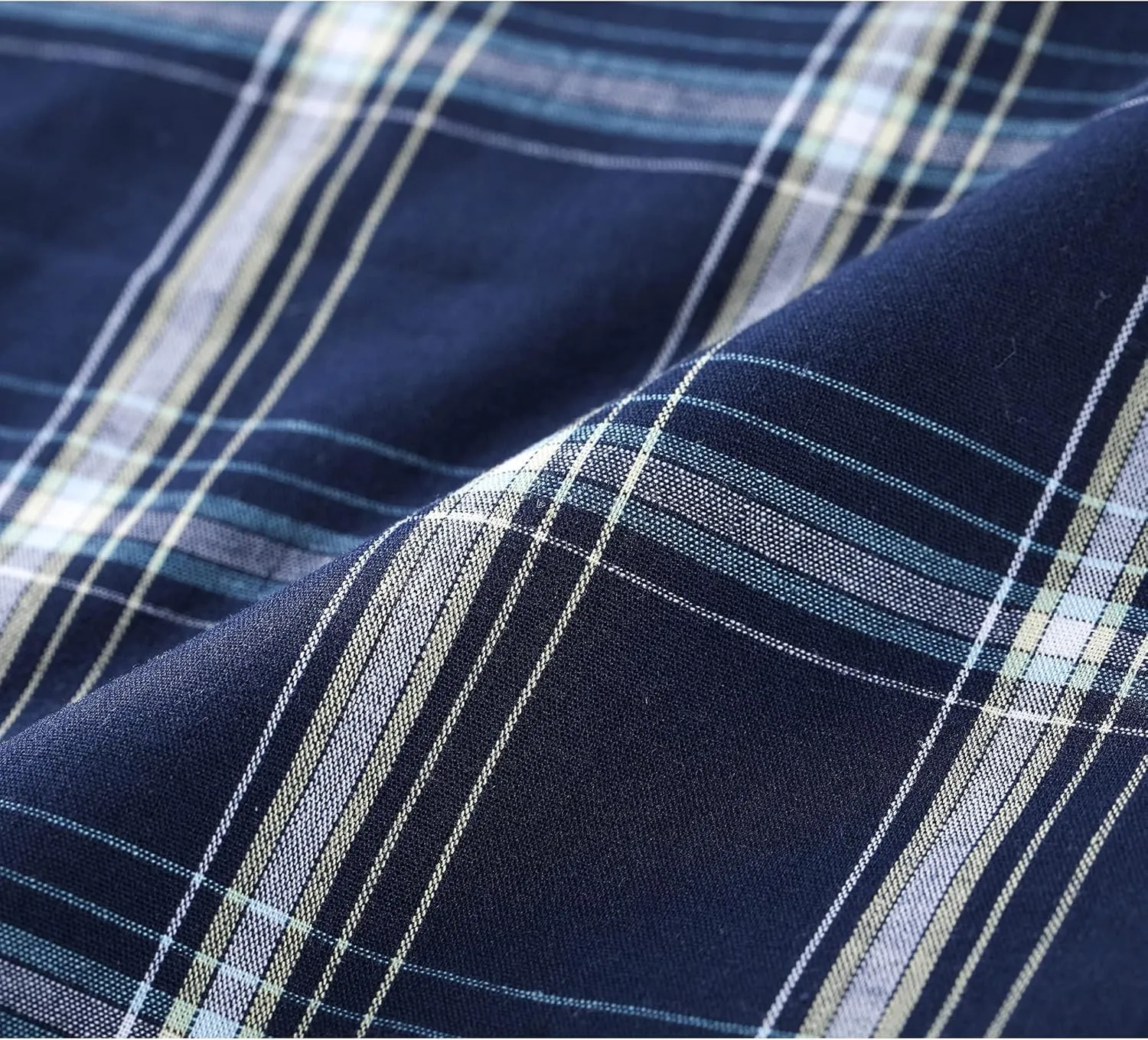 Vulcanodon Men's Cotton Woven Pajama Pants, Soft Lounge Pajama Pants with big pockets for Men Plaid Pj Bottoms