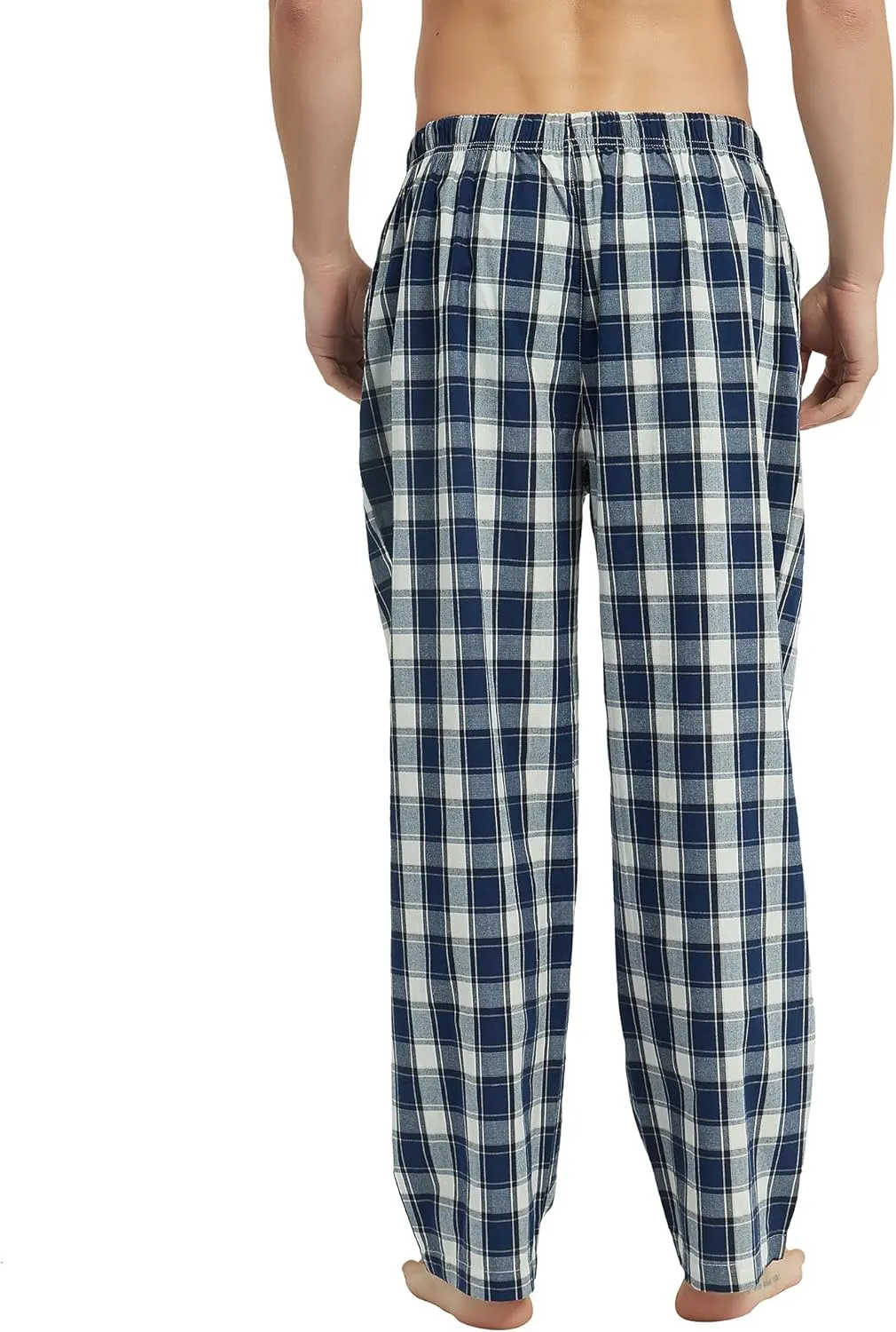 Vulcanodon Men's Cotton Woven Pajama Pants, Soft Lounge Pajama Pants with big pockets for Men Plaid Pj Bottoms