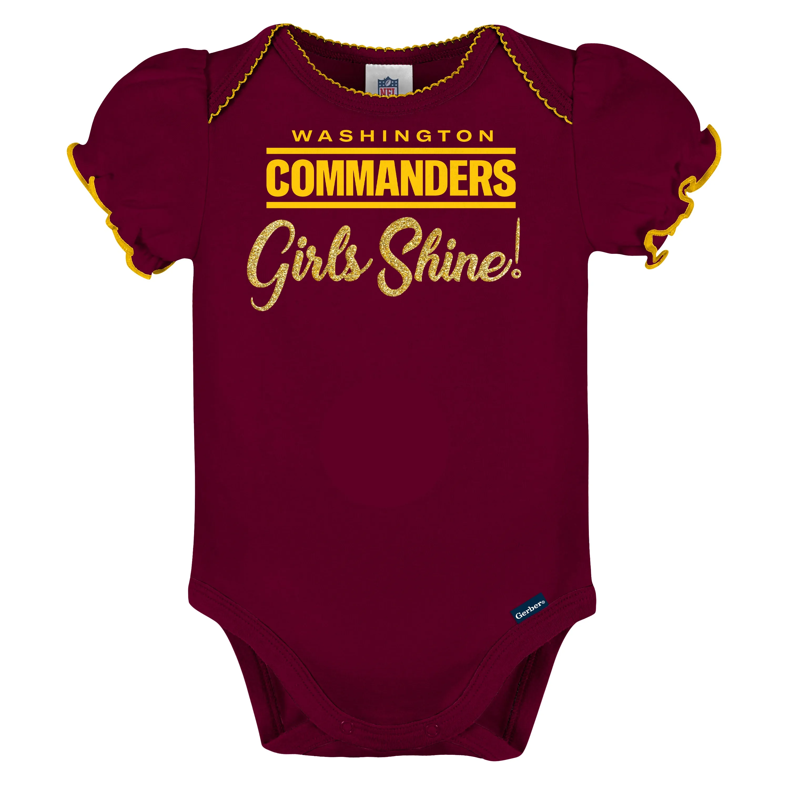 Washington Commanders Girls Shine 3 Pack Short Sleeved Bodysuit Set