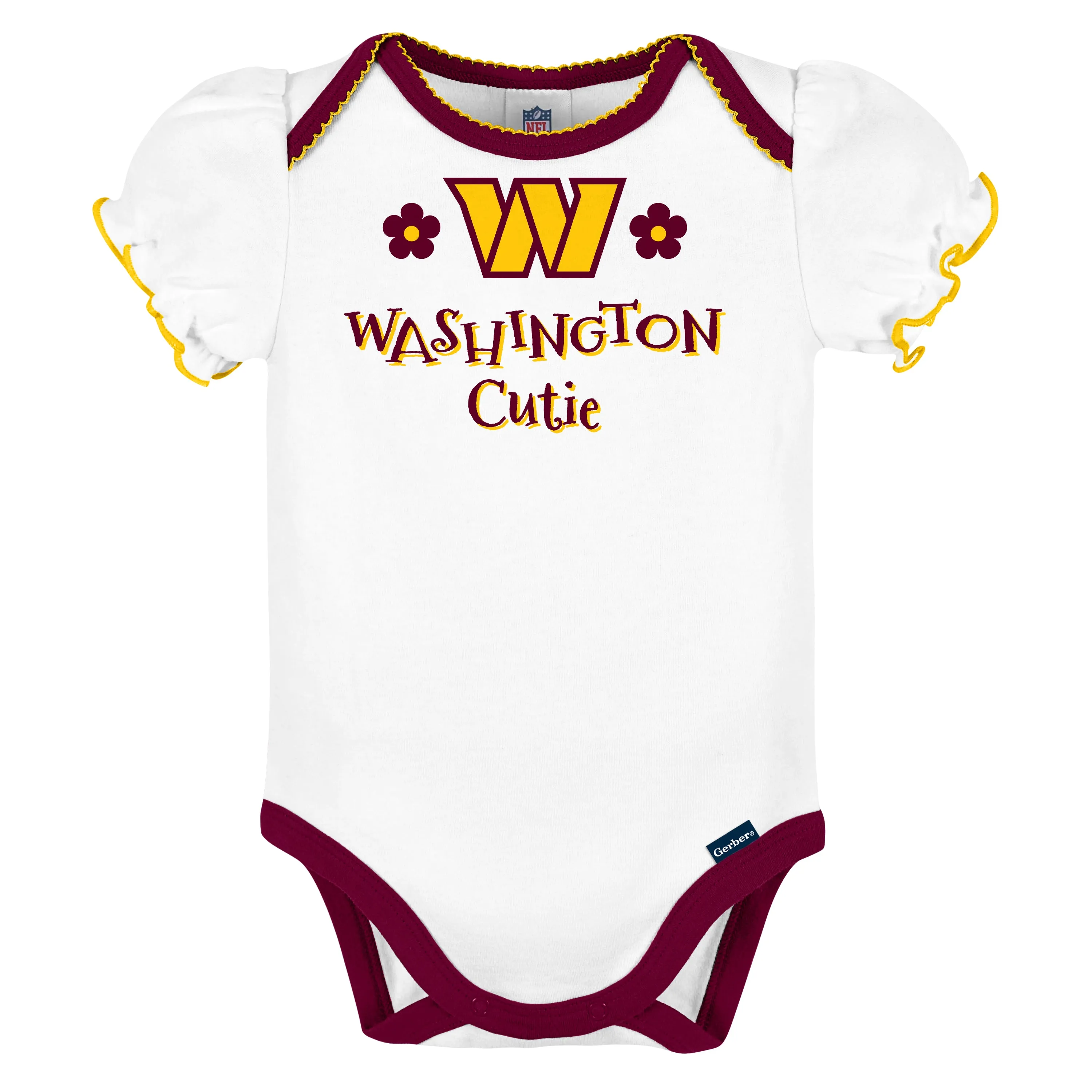 Washington Commanders Girls Shine 3 Pack Short Sleeved Bodysuit Set
