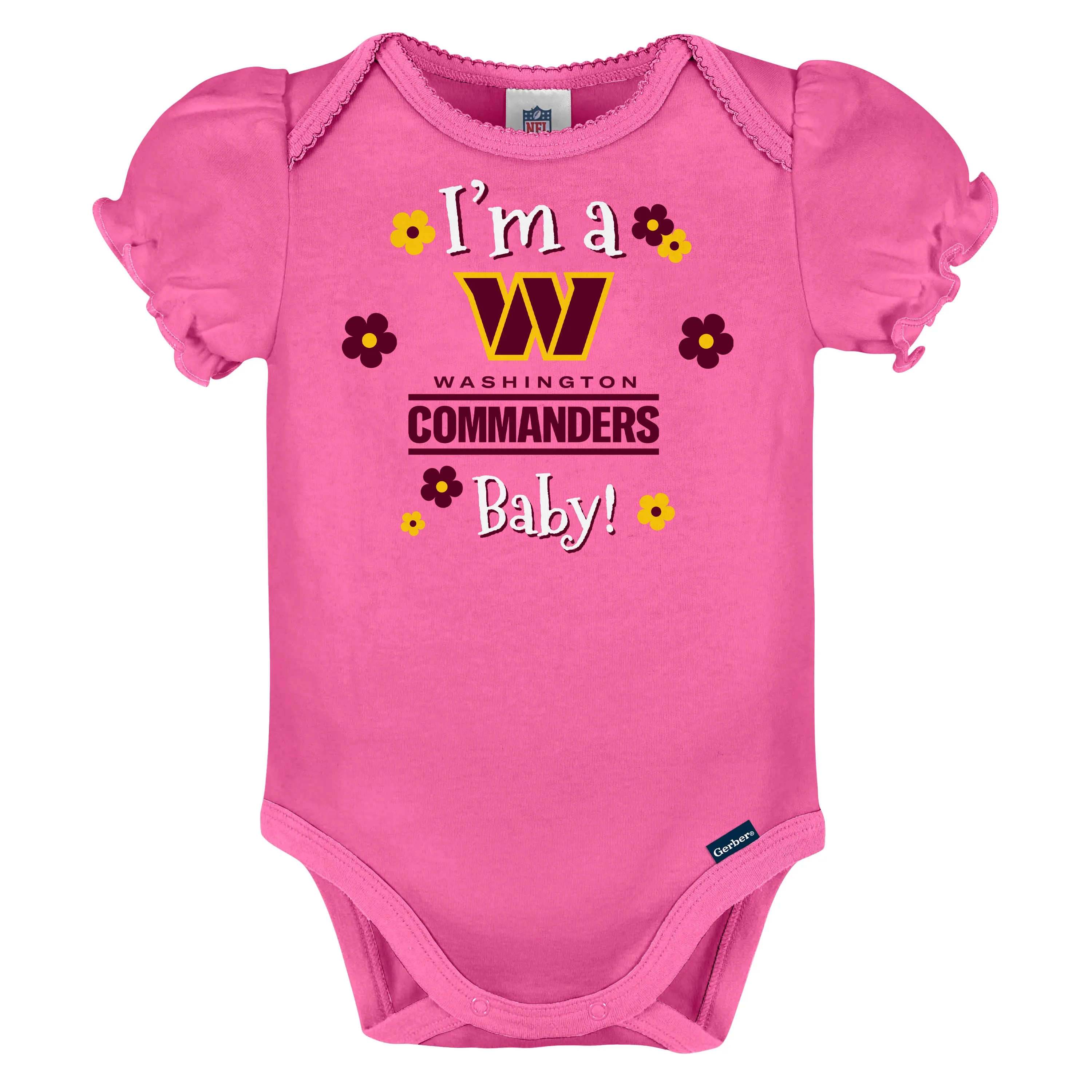 Washington Commanders Girls Shine 3 Pack Short Sleeved Bodysuit Set
