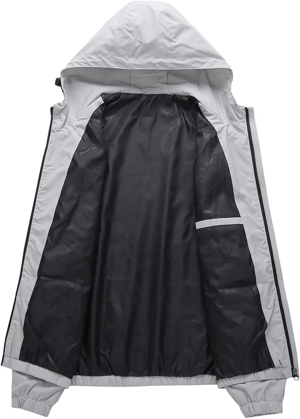 Waterproof Jackets for Men Lightweight Full Zip Long Sleeve Windbreaker Jackets with Hood Detachable Hiking Coats