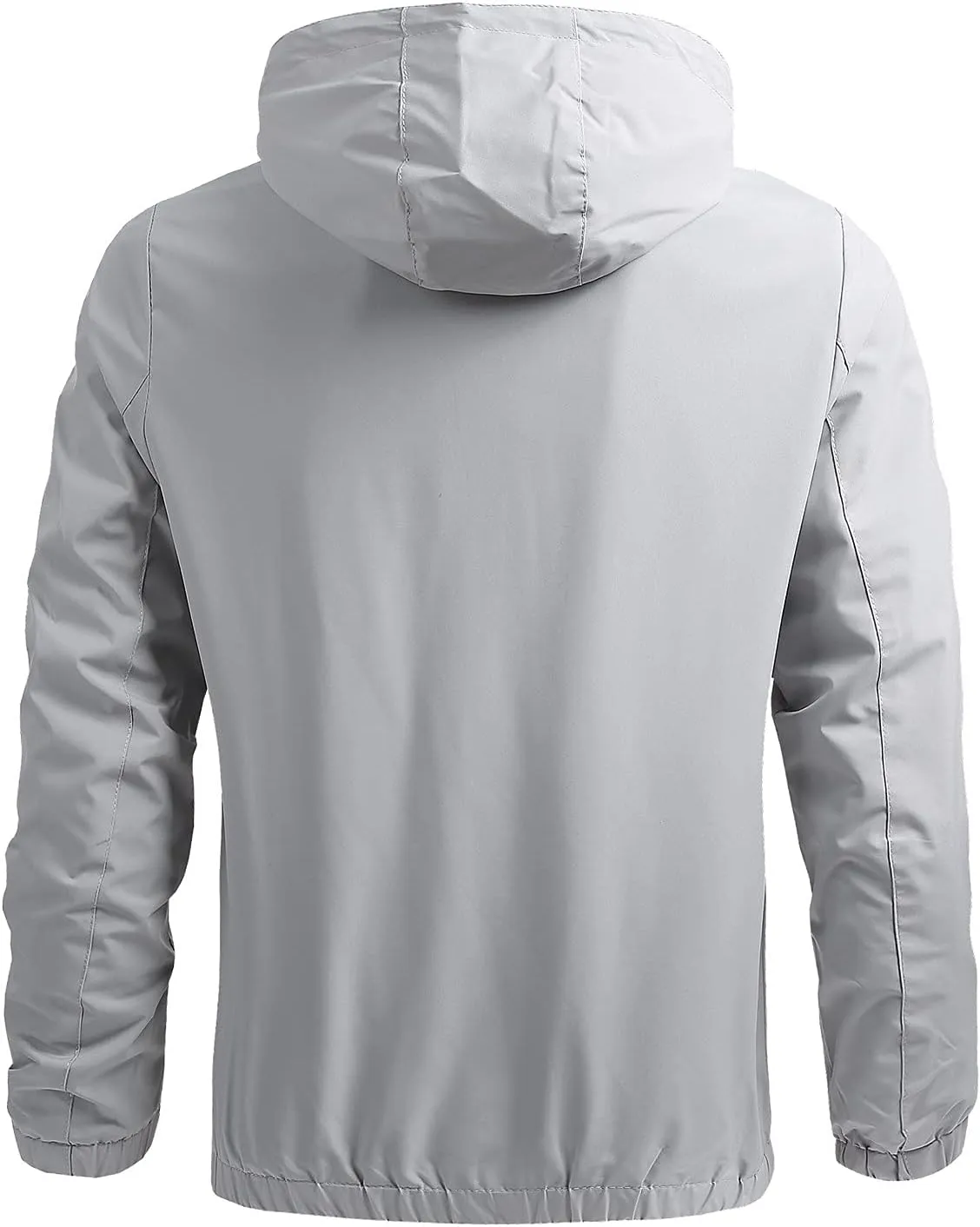 Waterproof Jackets for Men Lightweight Full Zip Long Sleeve Windbreaker Jackets with Hood Detachable Hiking Coats