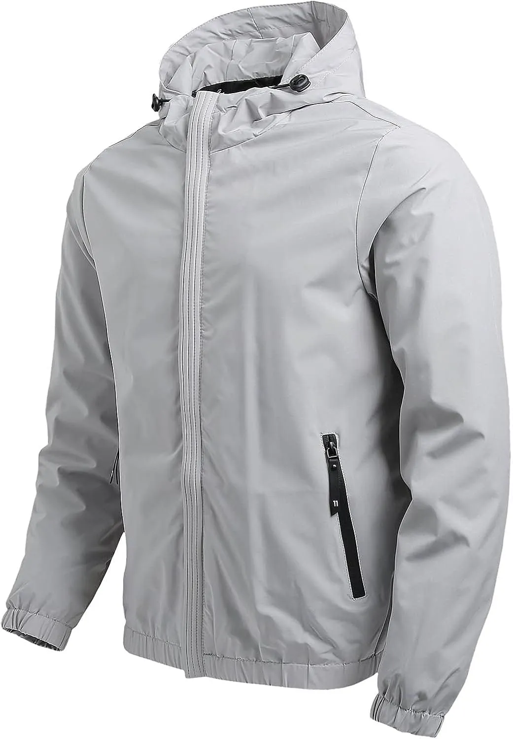 Waterproof Jackets for Men Lightweight Full Zip Long Sleeve Windbreaker Jackets with Hood Detachable Hiking Coats