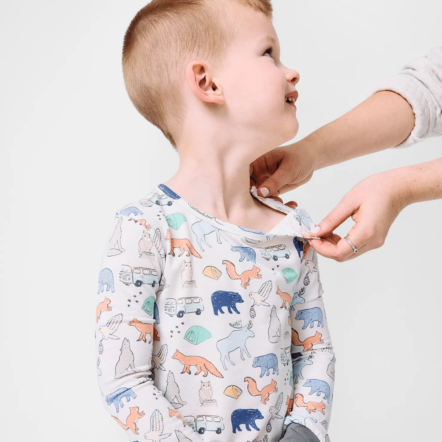 white game day modal magnetic no drama pajama kids long sleeve set