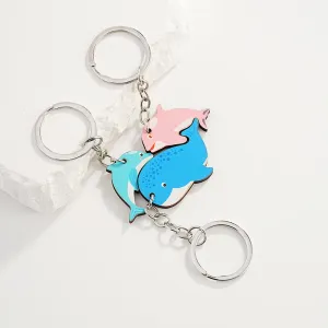 Wholesale Cartoon Dolphin Wooden Parent-child Interactive Pendant Cute Animal Keychain