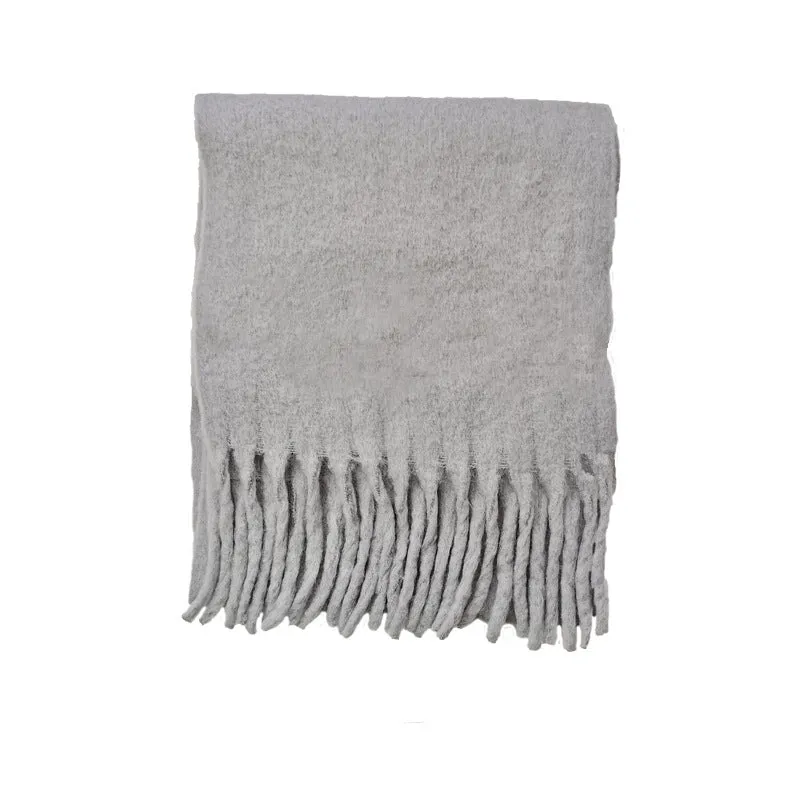 Wholesale Solid Tassel Thickened Warm Polyester Scarf