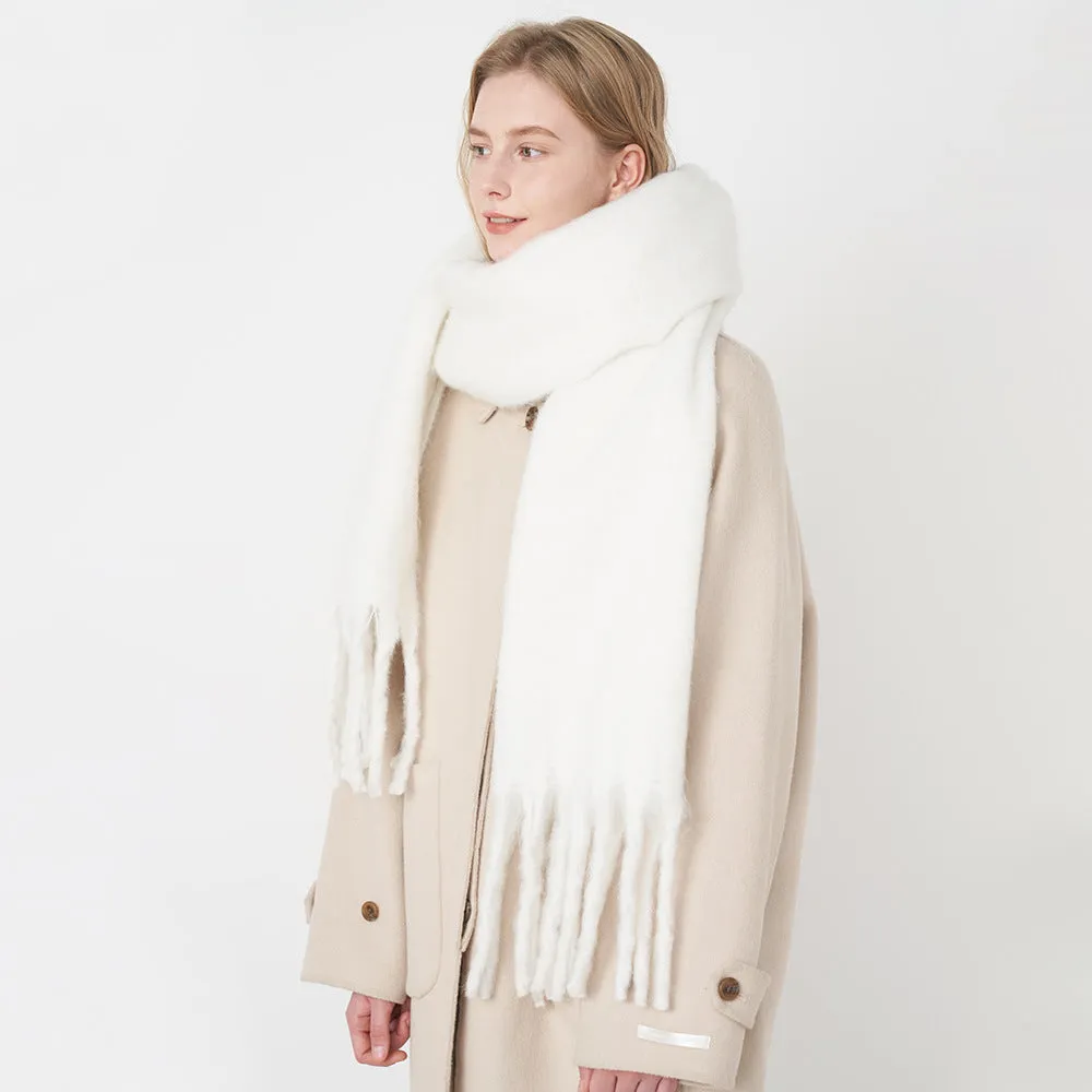 Wholesale Solid Tassel Thickened Warm Polyester Scarf