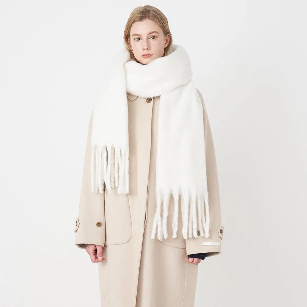 Wholesale Solid Tassel Thickened Warm Polyester Scarf