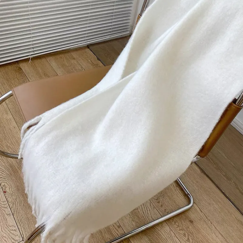 Wholesale Solid Tassel Thickened Warm Polyester Scarf