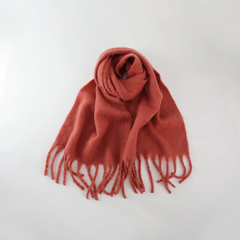 Wholesale Solid Tassel Thickened Warm Polyester Scarf