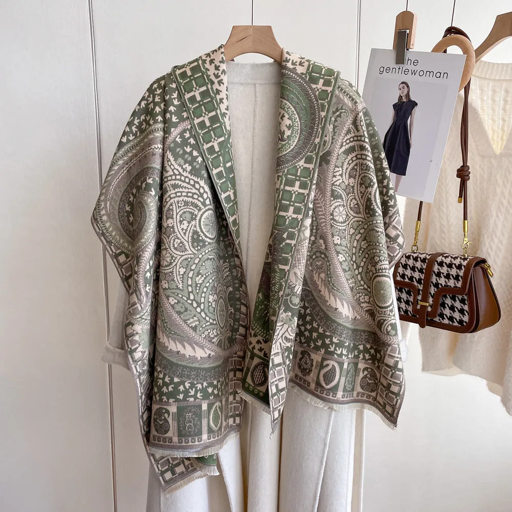 Wholesale Winter Cashmere Thickened Warm Tassel Scarves