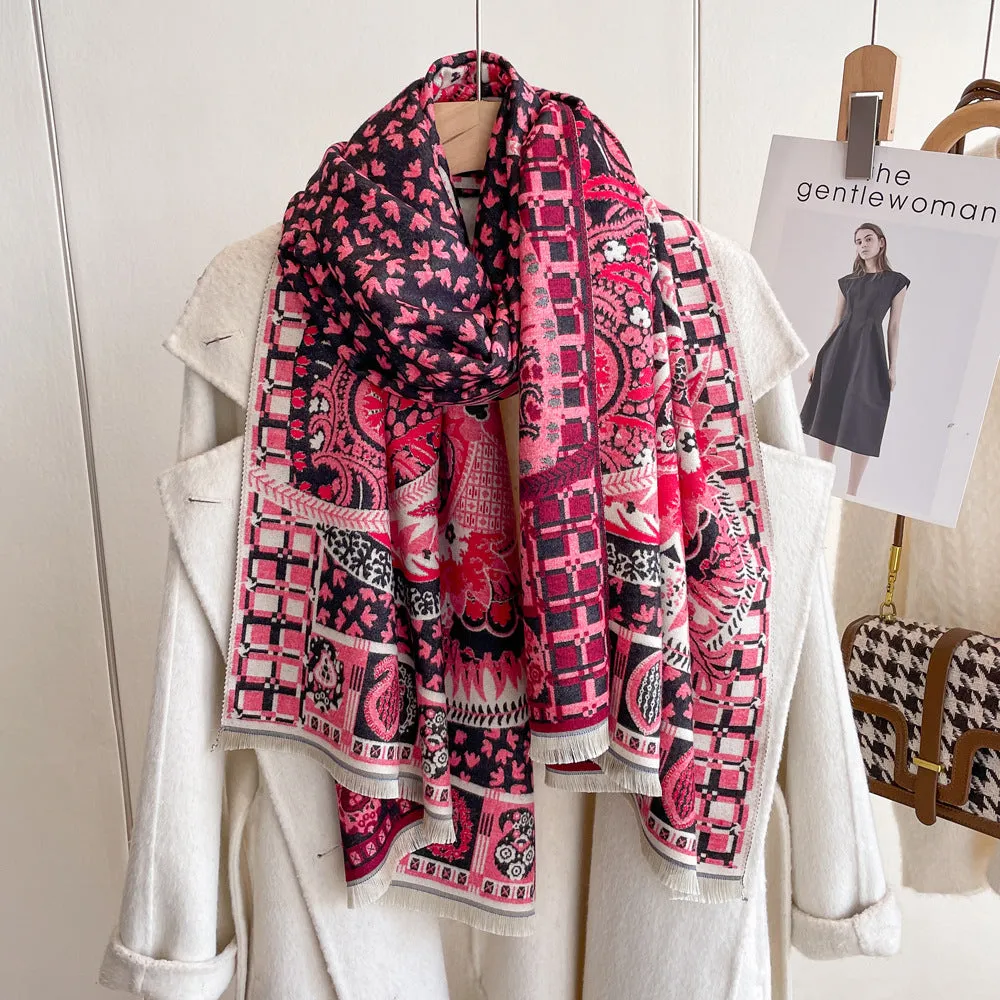 Wholesale Winter Cashmere Thickened Warm Tassel Scarves